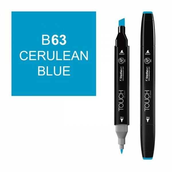 Маркер TOUCH Twin B63 Голубой (Cerulean Blue) двухсторонний на спиртовой основе