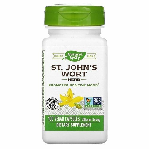 Зверобой, 350 мг Nature's Way, St. Johns Wort, 100 растительных капсул / Для сердца, нервной системы, пищеварения, иммунитета, антиоксидант