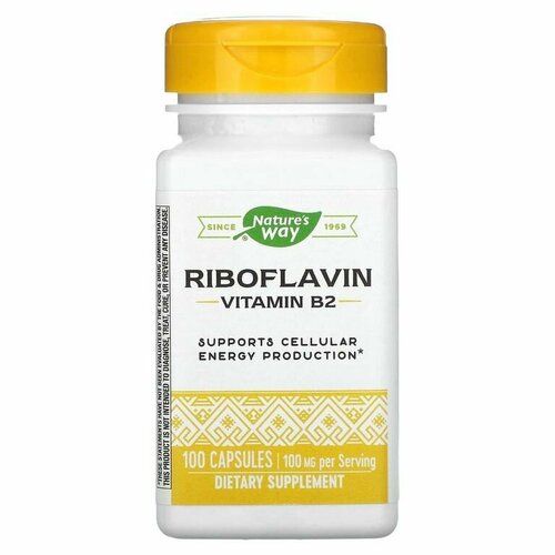 Витамин В2 Рибофлавин 100мг Nature's Way, Riboflavin Vitamin B2 100 капсул / Для глаз, волос, кожи лица / Для женщин и мужчин