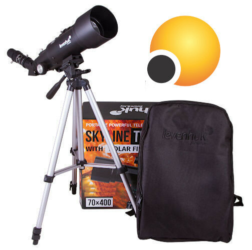 Телескоп Levenhuk Skyline Travel Sun 70 с солнечным фильтром и рюкзаком + подарок книга "Космос"