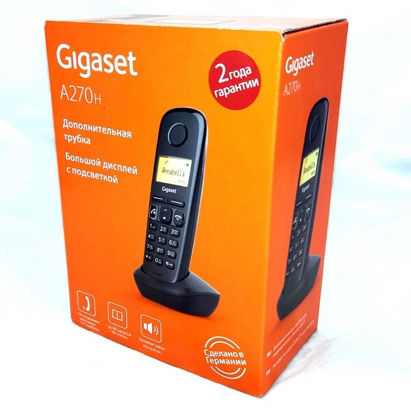 Трубка доп. Dect Gigaset A270H HSB RUS черный для A170/270 - фото №7