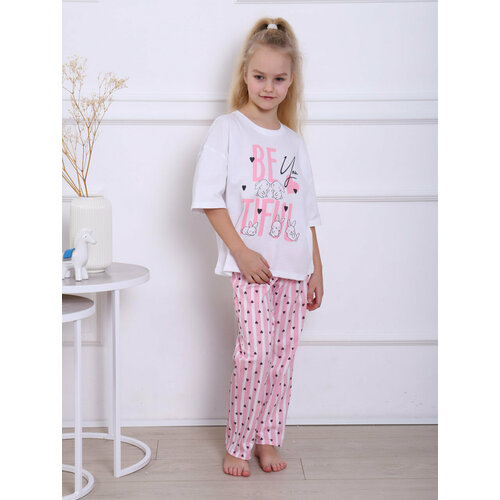 Пижама Милаша, размер 116, розовый, белый пижама милаша размер 116 белый розовый