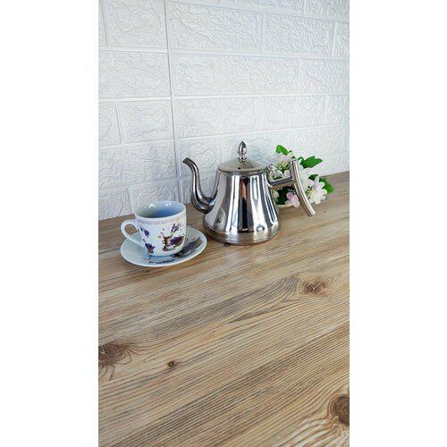 Чайник заварочный Baizheng 1л из нержавеющей стали с ситом зеркальный металлик 1053₽