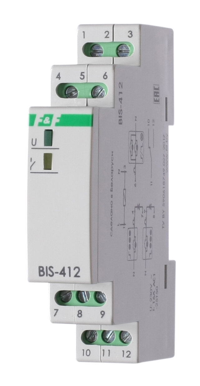 Реле бистабильное F&F BIS-412, с групповыми входами включения и выключения