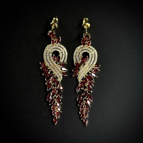 Серьги Rigant, искусственный камень, красный