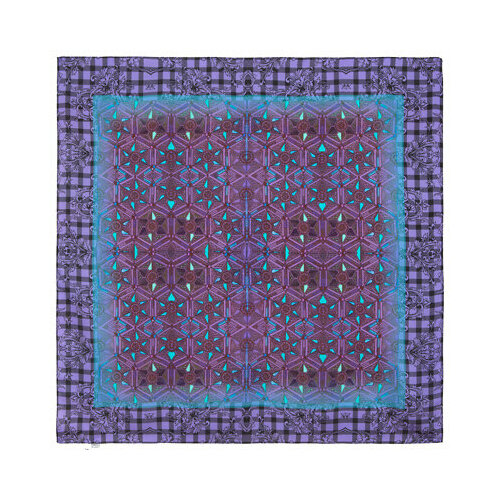 Платок Павловопосадская платочная мануфактура,80х80 см, голубой, бирюзовый