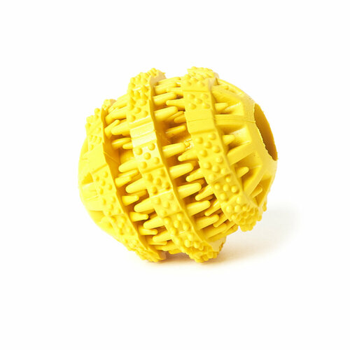 Игрушка мяч для собак резиновый неубиваемый, Чистые Клыки, Играй Гуляй, 7см, желтый