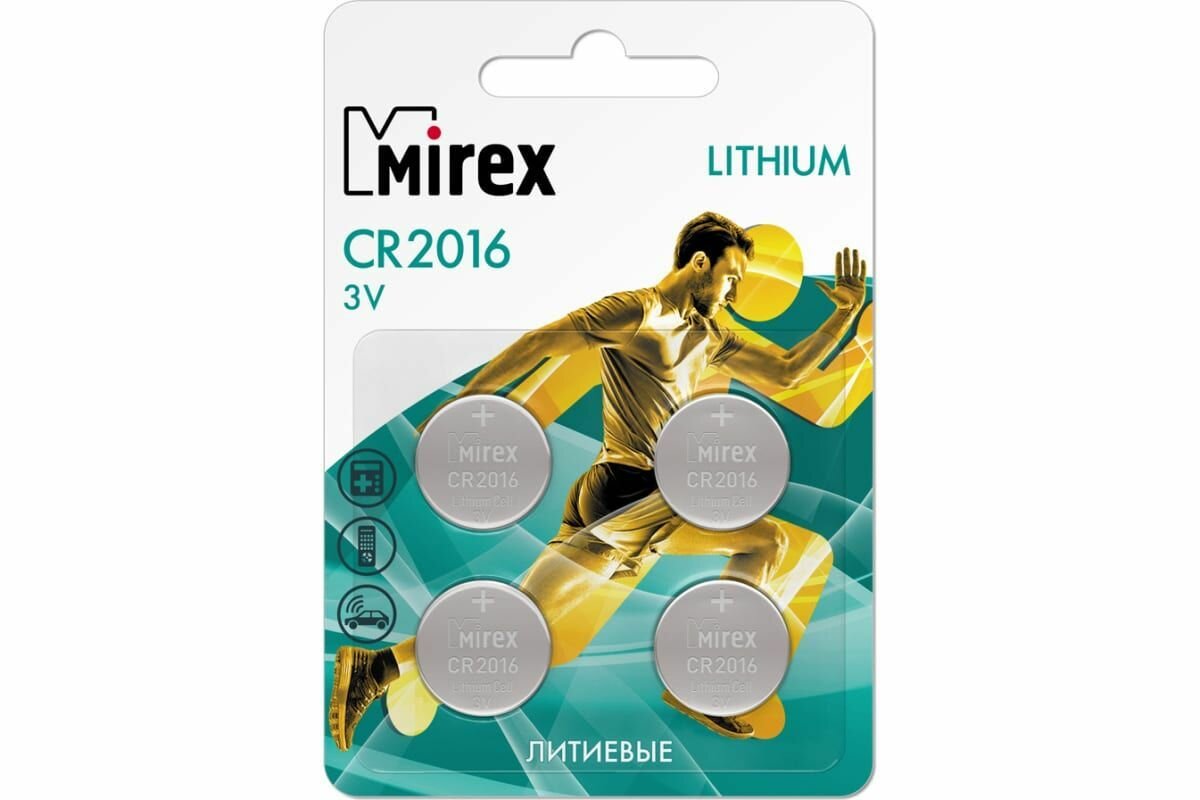 Батарея литиевая Mirex CR2016 3V 4 шт