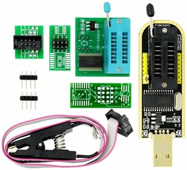 Комплект программатора EEPROM для BIOS на CH341 24 25 c зажимом для программирования, преобразователем для микросхем 1.8В (У)