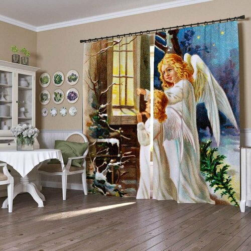 Фотошторы В канун Рождества Ш150xВ210 см. 2шт. Габардин на тесьме