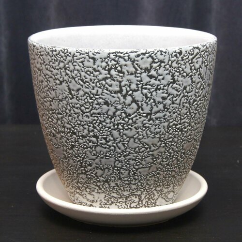 Горшок для цветов керамический с поддоном Крокус маджента серый N2 14см + Дренаж1л