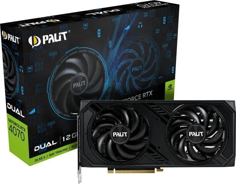 Видеокарта Palit PA-RTX4070 DUAL 12GB PCIE16 12288Mb 192 GDDR6X 1920/21000 HDMIx1 DPx3 HDCP Ret