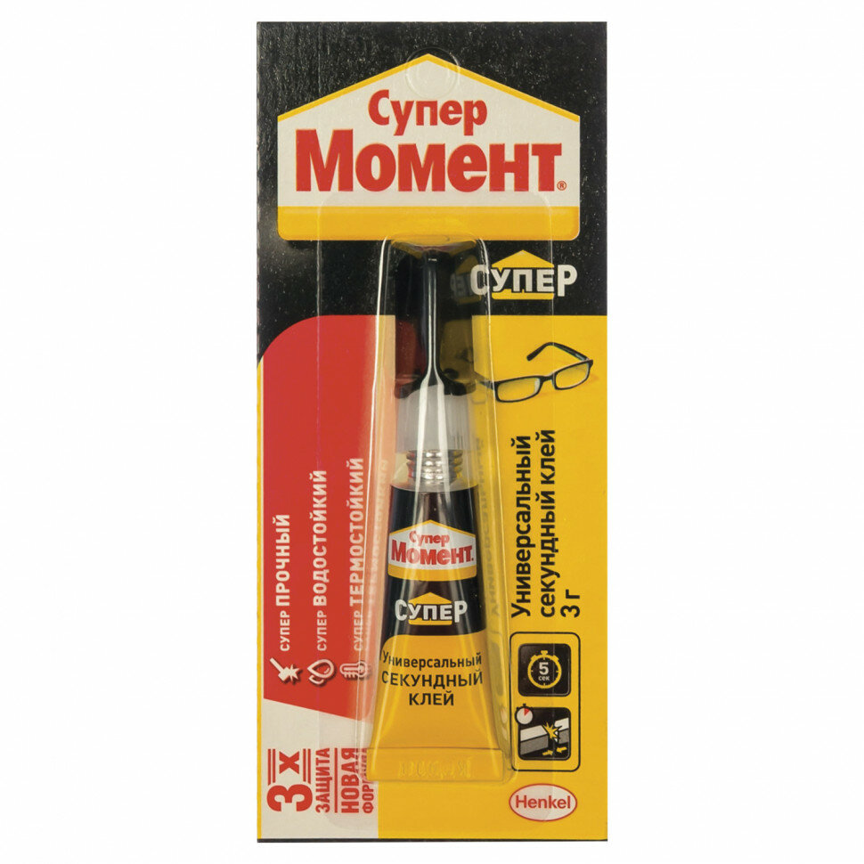 Клей Супер Момент универсальный секундный 3 г, 12 штук на блистере