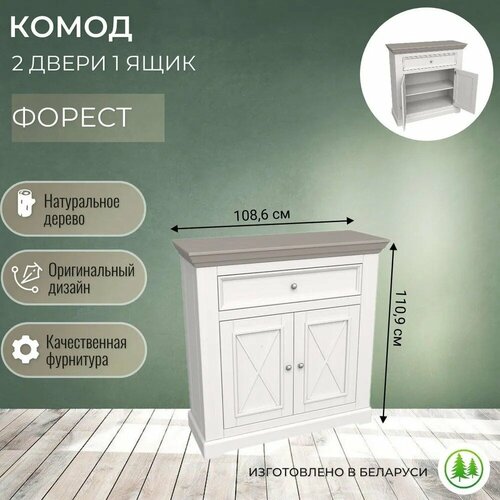 Обувница для прихожей закрытая 2 двери 1 ящик Форест белый воск антрацит 29930₽