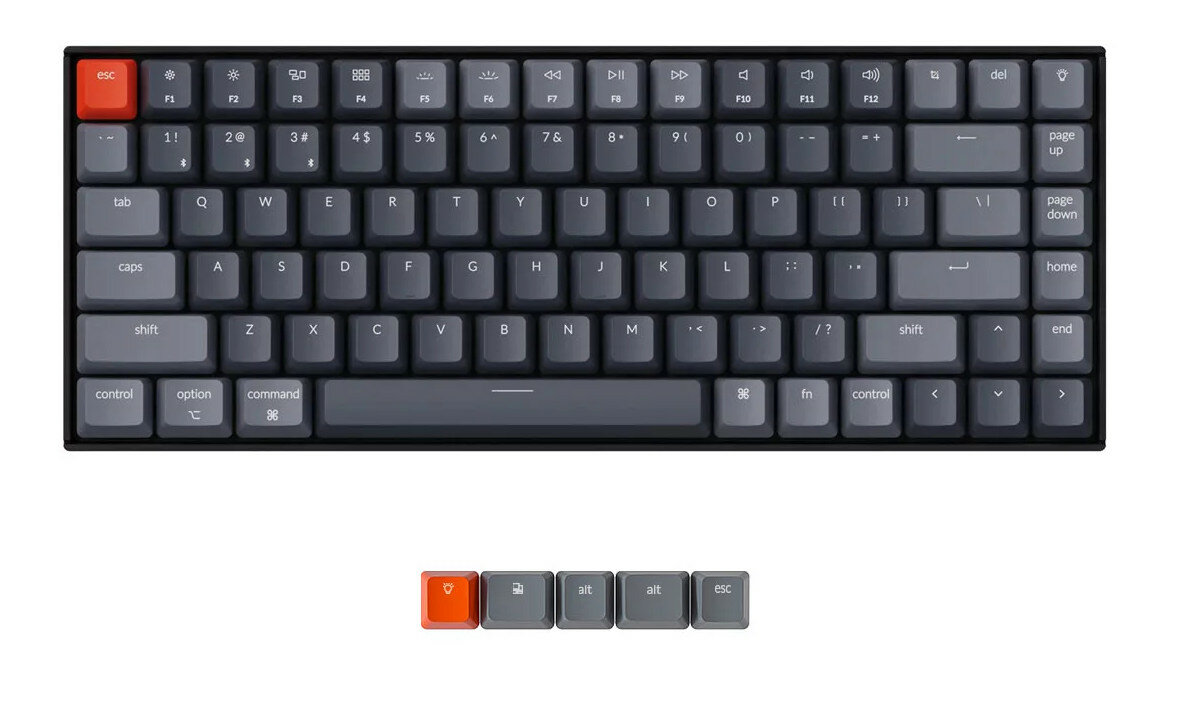 Клавиатура Keychron K2 v2, Gateron G Pro Blue Switch, Bluetooth, RGB, grey