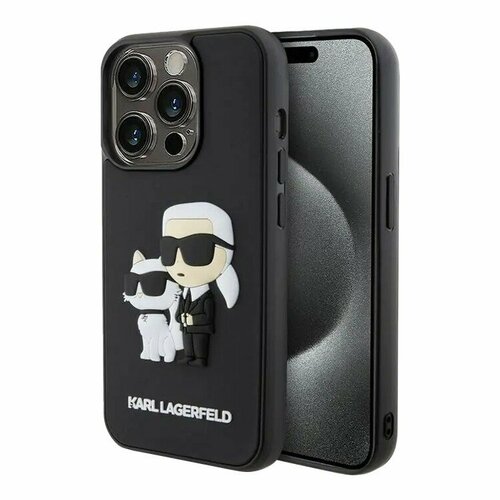 Karl Lagerfeld для iPhone 15 Pro чехол 3D Rubber Karl & Choupette Hard Black чехол karl lagerfeld 3d rubber karl and choupette hard для iphone 14 цвет черный klhcp14s3drkck