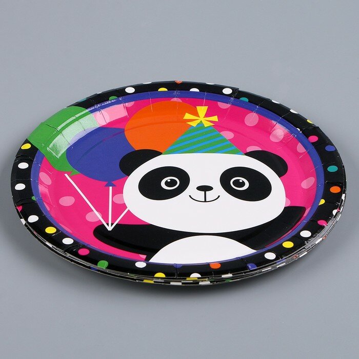Тарелка бумажная «Панда с шариками», в наборе 6 шт. - фотография № 2