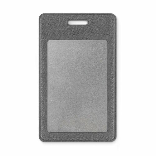 Бейдж вертикальный КНР двойной с магнитным креплением шнур 70х112 мм экокожа графит 805₽