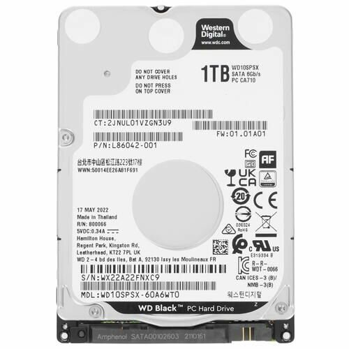 Внешний жесткий диск 2.5 Western Digital Black 1тб (WD10SPSX). Новый (2022г). Оригинал.