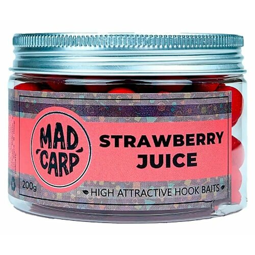 бойлы тонущие насадочные mad carp baits sweet plum слива 20 мм Бойлы насадочные Mad Carp Baits STRAWBERRY JUlCE (Клубничный Сок) 20 мм