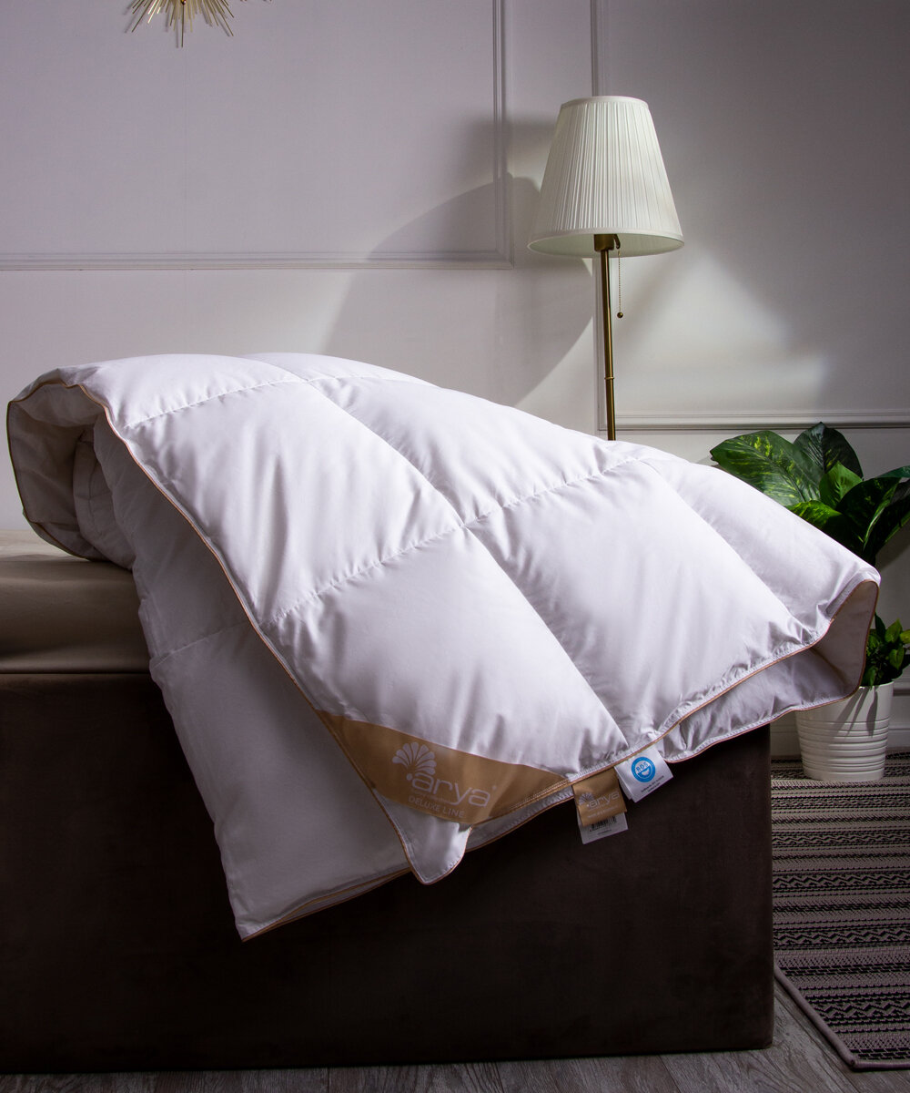 Одеяло 1,5 спальное Arya из гусиного пуха 155x215 Deluxe Line Glory Белый полутороспальное