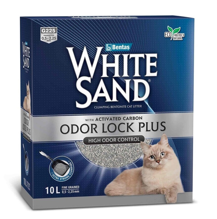 White Sand Комкующийся наполнитель "С усиленной блокировкой запахов" с активированным углем, без запаха, коробка 10л 8.5 кг
