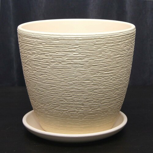 Горшок для цветов керамический с поддоном 2л Крокус гнездо шампань N3 18см + Дренаж1л