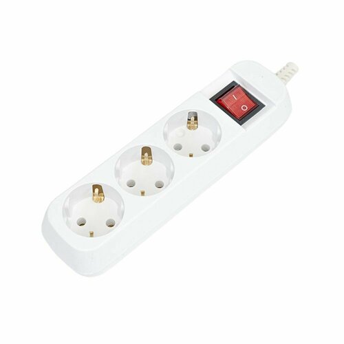 Колодка 3 гнезда с заземлением с выключателем