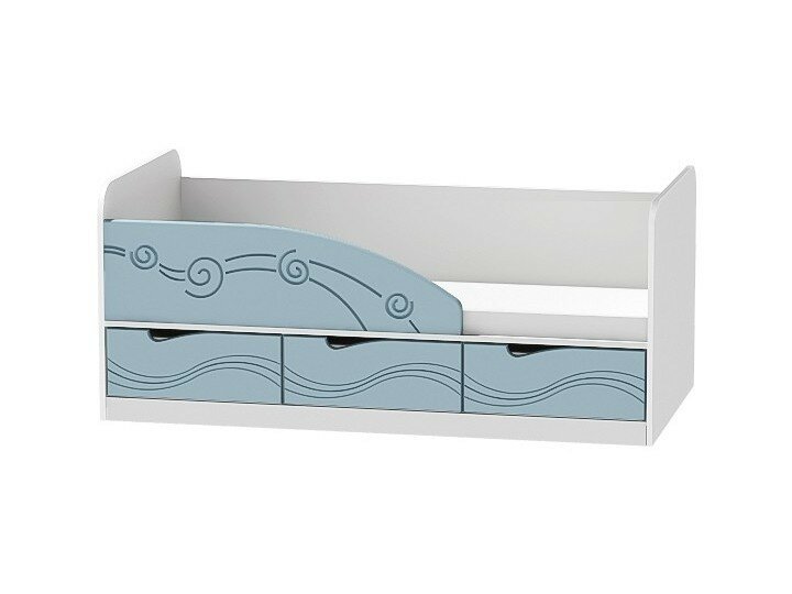 фото Кровать Бриз-4 80х160 левая/правая Волна (Антарктида, Белый, Левый)