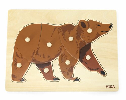 Пазл вкладыш Viga Toys Бурый Медведь 8 деталей, 44606