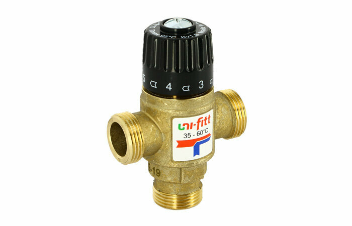 Клапан термосмесительный 35-60°С 1 НР Kvs 25 смешение боковое UNI-FITT (351G3540)