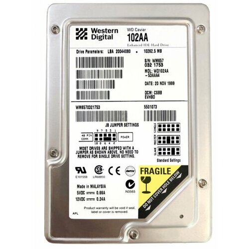 Жесткий диск Western Digital WD102AA 102Gb 5400 IDE 35 HDD 228500₽