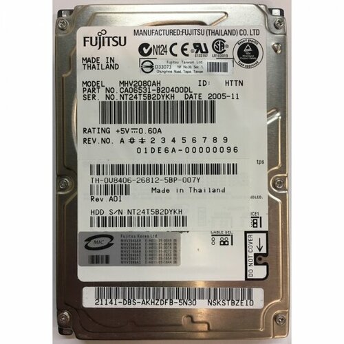 Жесткий диск Fujitsu U8406 80Gb 5400 IDE 2,5" HDD