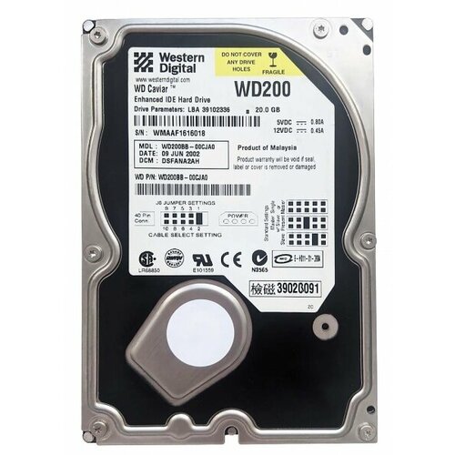Жесткий диск Western Digital WD200BB 20Gb 7200 IDE 3.5 HDD жесткий диск western digital wd600lb 60gb 7200 ide 3 5 hdd