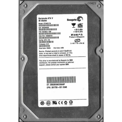 Жесткий диск Seagate ST340017A 40Gb 7200 IDE 3.5