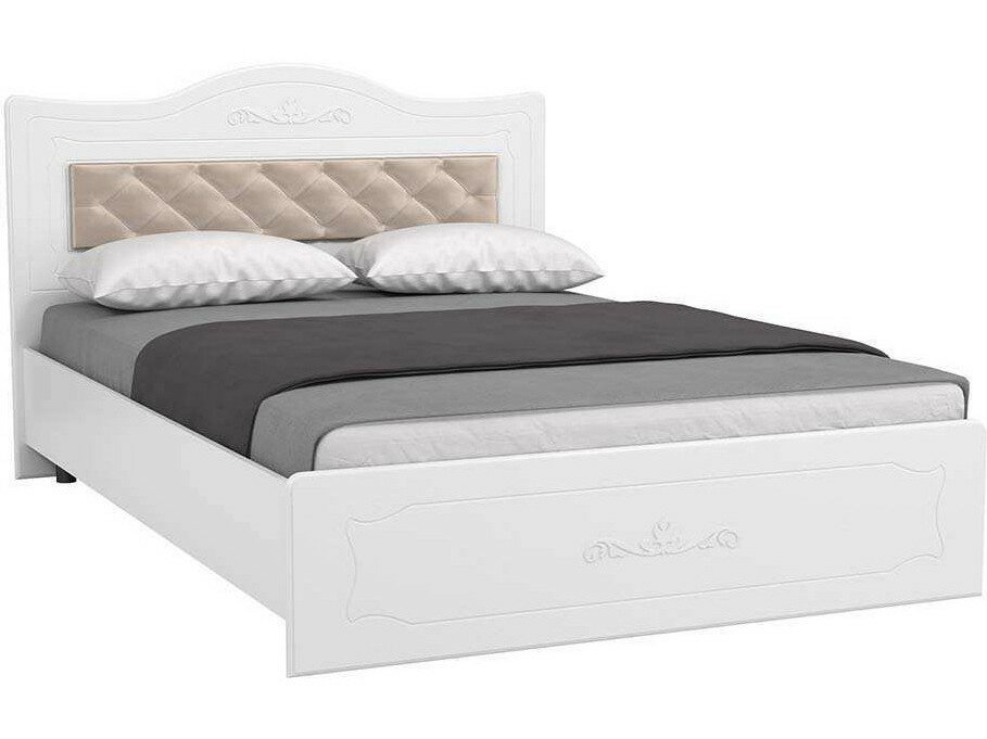 фото Кровать 1400 с мягким элементом Италия ИТ-8 + ИТ-8А белое дерево (Белый)