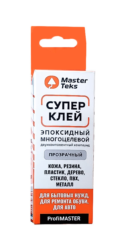 Супер-клей эпоксидный двухкомпонентный MasterTeks PM многоцелевой 001 прозрачный