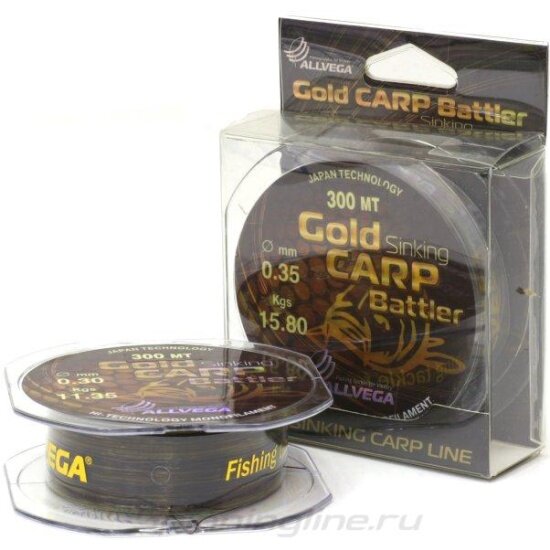 Леска монофильная Allvega Gold Carp Battler 300м 0,30мм (11,35кг) коричневая, тонущая