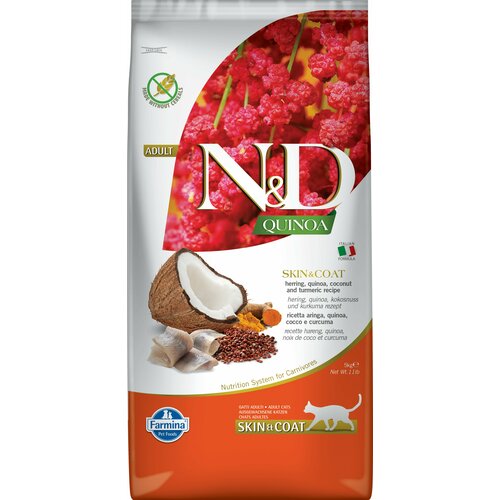 N&D Cat Quinoa сельдь и киноа для здоровья кожи и шерсти беззерновой сухой корм для кошек 5кг