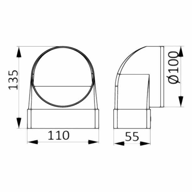 Колено 110х55/ D 100 мм ERA 511 С 10 КП ERA (1 ед.) - фотография № 2