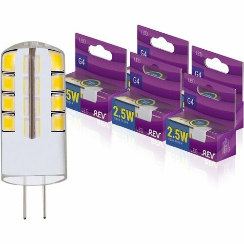 Лампочка светодиодная Rev капсула JC 2,5Вт, G4, 3000K, 200Лм, 220V, набор 5 шт. 62075 8