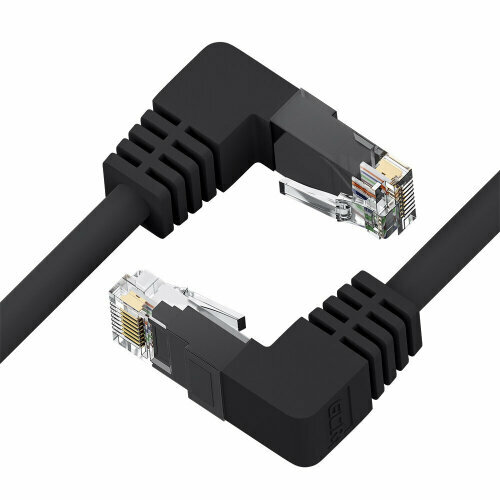 Патч-корд прямой Gcr 10.0m UTP кат.5e, черный, верхний/верхний угол -53951