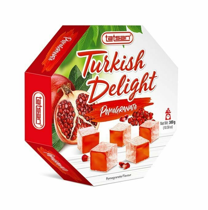 Премиальные восточные сладости Tatsan Turkish Delight с гранатом, нетто 300г - фотография № 1