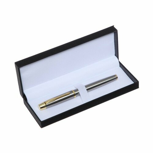 Ручка подарочная роллер в кожзам футляре ПБ IF, корпус серебро/золото