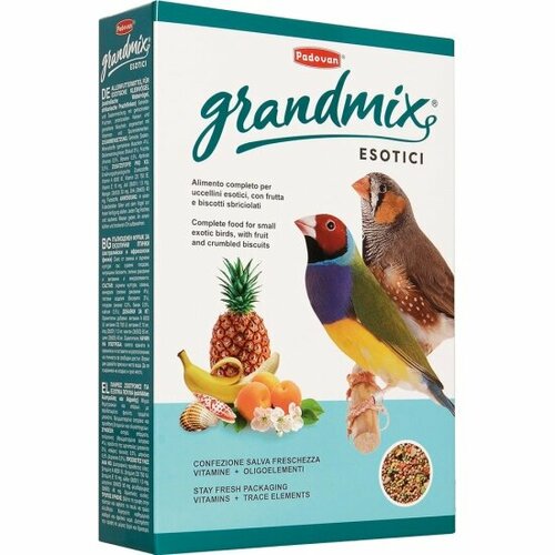 Корм Padovan Grandmix Esotici комплексный для экзотических птиц, 400 г. padovan корм padovan grandmix esotici для экзотических птиц комплексный основной