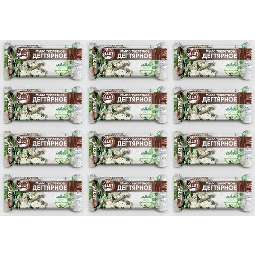 SALUT Мыло туалетное Дегтярное, 100 г, 12 шт