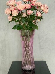 Красивая ваза из толстого стекла "аэлита" розовая 30см, декор и интерьер в дом.