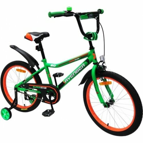 усиленные боковые колеса поддержка на детский велосипед Детский велосипед Avenger 14 Super Star, зеленый/черный