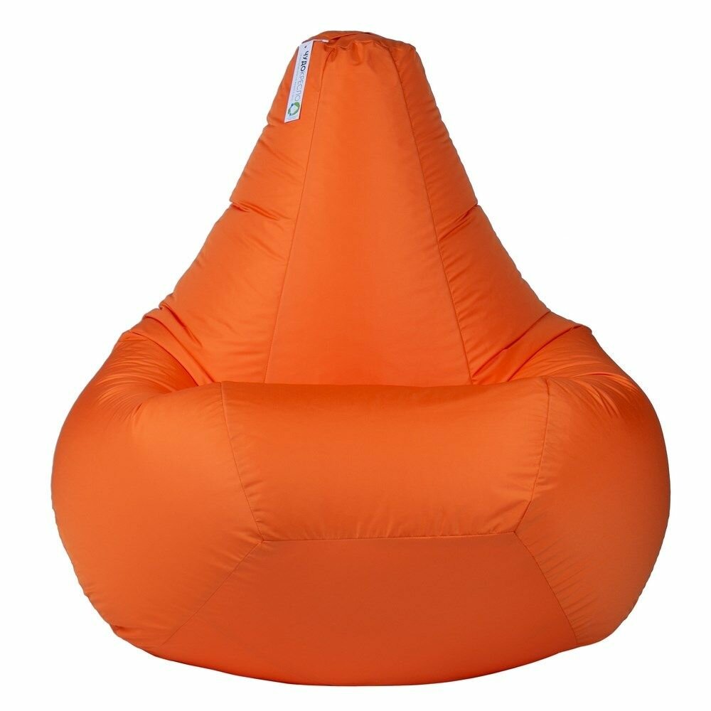 Кресло мешок Груша Оксфорд оранжевый 120х80 размер XXL, Чудо Кресло, ручка, люверс, молния, непромокаемый пуфик мешок для дома, для улицы