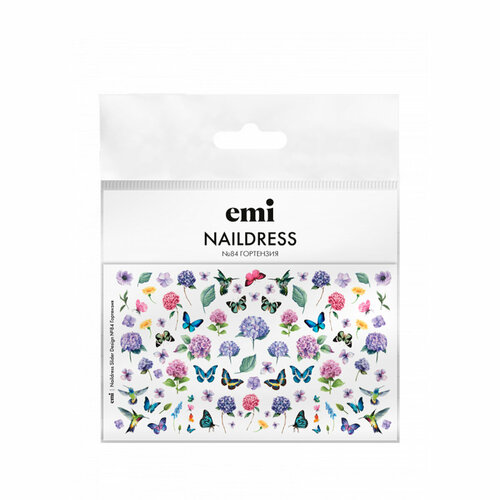 E.Mi, Слайдер-дизайн №84 Гортензия Naildress Slider Design набор emi слайдер дизайн naildress 4 косметика 3 шт